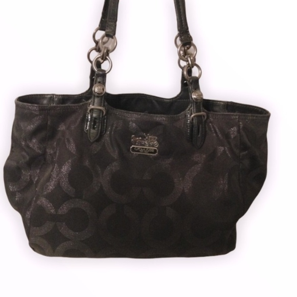 Coach optic c metallic black shoulder bag